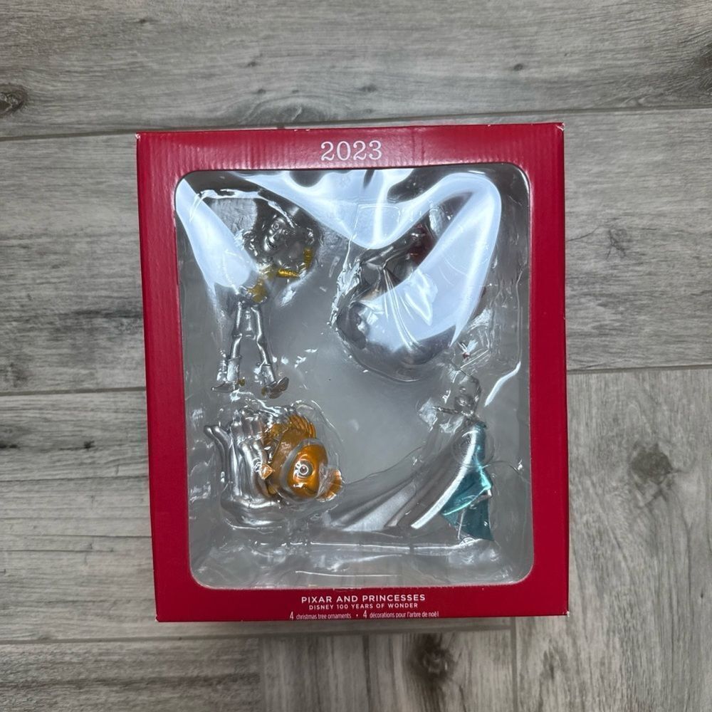 Disney Pixar and Princesses 2023 Ornament Set - Red, Silver, Blue